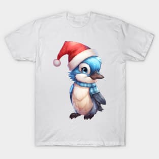 Blue Jay in Santa Hat T-Shirt